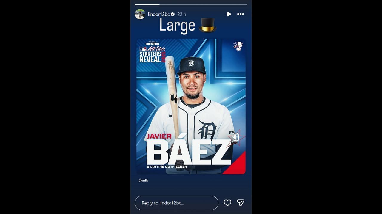 Screenshot of Francisco Lindor's Instagram Story (Image from - Instagram.com/@lindor12bc IG Stories)